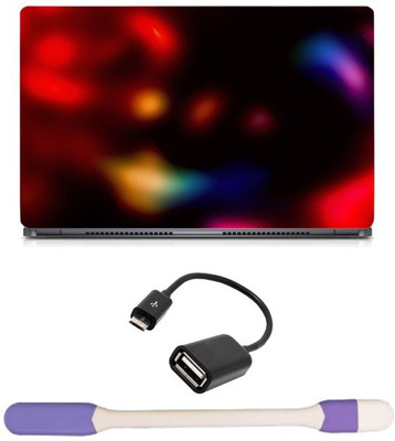Skin Yard Blur Light Laptop Skin -14.1 Inch with USB LED Light & OTG Cable (Assorted) Combo Set