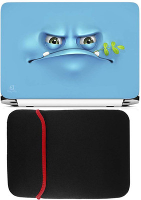 

FineArts Angry Face Leaves Laptop Skin with Reversible Laptop Sleeve Combo Set