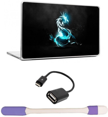 

Skin Yard White Blue Dragon Laptop Skin -14.1 Inch with USB LED Light & OTG Cable (Assorted) Combo Set
