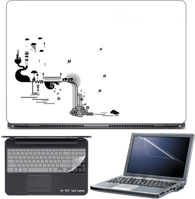 

Skin Yard White Decorative Abstract Lab Laptop Skin with Screen Protector & Keyboard Skin -15.6 Inch Combo Set