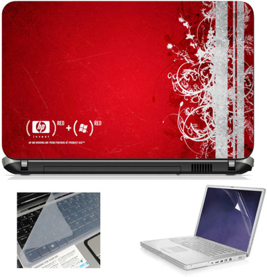 

Geek Hp Red + Window Red 3in1 Laptop Skins with Laptop Screen Guard and Key Protector HQ1082 15.6 Inch Combo Set