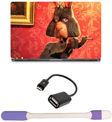 

Skin Yard 3D Rabbit holding Cigar Laptop Skin -14.1 Inch with USB LED Light & OTG Cable (Assorted) Combo Set