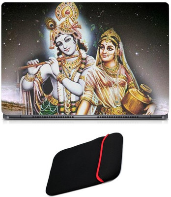 

Skin Yard Radhe Krishna in NIght Laptop Skin/Decal with Reversible Laptop Sleeve - 15.6 Inch Combo Set