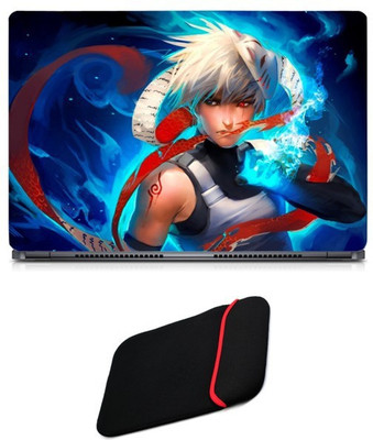 

Skin Yard Sakimichan's Anime Laptop Skin/Decal with Reversible Laptop Sleeve - 14.1 Inch Combo Set