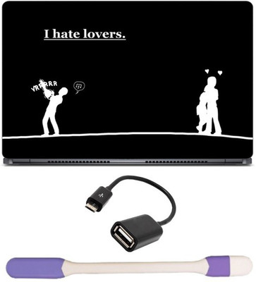 

Skin Yard Hating The Lovers Laptop Skin -14.1 Inch with USB LED Light & OTG Cable (Assorted) Combo Set