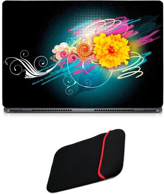 

Skin Yard Colourful Smoking Effect Laptop Skin/Decal with Reversible Laptop Sleeve - 14.1 Inch Combo Set
