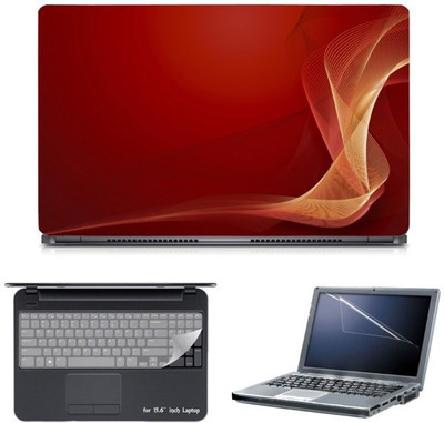 

Skin Yard Red Curves Abstract Laptop Skin with Screen Protector & Keyboard Skin -15.6 Inch Combo Set