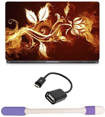 

Skin Yard Hot Floral Vector Laptop Skin with USB LED Light & OTG Cable - 15.6 Inch Combo Set