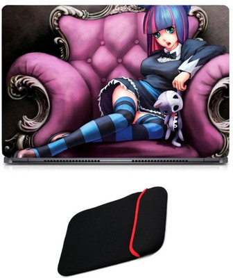 

Skin Yard Emo Girl Anime Painting Laptop Skin/Decal with Reversible Laptop Sleeve - 14.1 Inch Combo Set