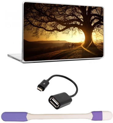 Skin Yard Nature Sunny Tree Laptop Skins with USB LED Light & OTG Cable - 15.6 Inch Combo Set