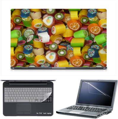 

Skin Yard Colour Candies Laptop Skin Decal with Keyguard & Screen Protector -15.6 Inch Combo Set