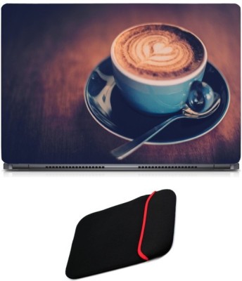 

Skin Yard Coffee Cup Laptop Skin/Decal with Reversible Laptop Sleeve - 15.6 Inch Combo Set