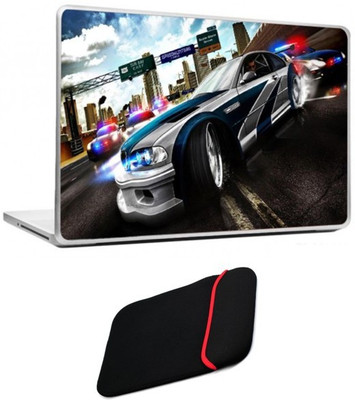 

Skin Yard Car Drift Laptop Skin/Decal with Reversible Laptop Sleeve - 14.1 Inch Combo Set