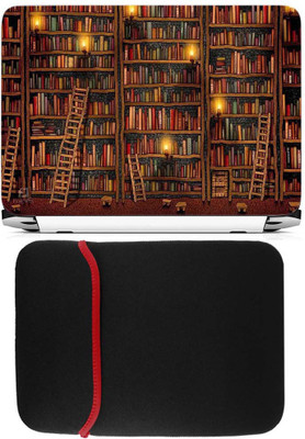 

FineArts Library Pattern Laptop Skin with Reversible Laptop Sleeve Combo Set