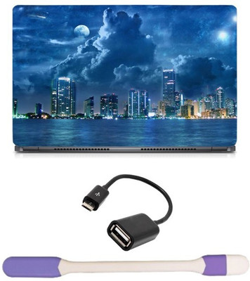 

Skin Yard City Lights & Buildings Laptop Skin with USB LED Light & OTG Cable - 15.6 Inch Combo Set