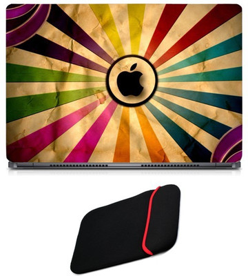 

Skin Yard Coloured Graphic Black Apple Laptop Skin/Decal with Reversible Laptop Sleeve - 14.1 Inch Combo Set
