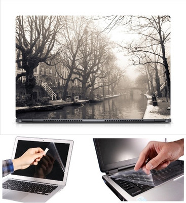 Skin Yard Winter City Laptop Skin Decal with Keyguard & Screen Protector -15.6 Inch Combo Set