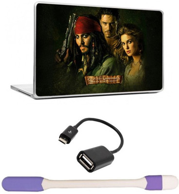 

Skin Yard Pirates of Carribean Laptop Skin -14.1 Inch with USB LED Light & OTG Cable (Assorted) Combo Set