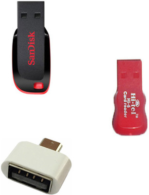 

SanDisk 8 GB pendrive with otg adapter and card reader Combo Set