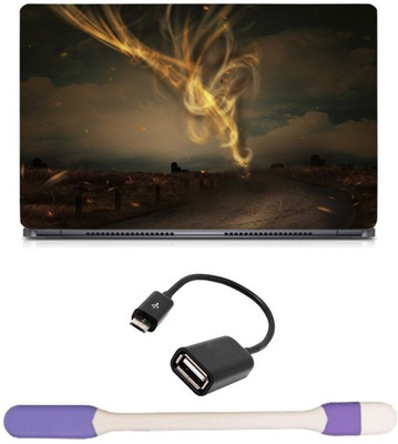 

Skin Yard Tornado Over Sea Laptop Skin with USB LED Light & OTG Cable - 15.6 Inch Combo Set