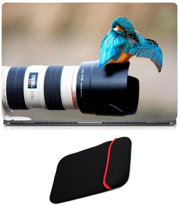 

Skin Yard Bird on Camera Laptop Skin/Decal with Reversible Laptop Sleeve - 15.6 Inch Combo Set