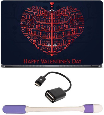 

Skin Yard Valentine Day 3D Laptop Skin -14.1 Inch with USB LED Light & OTG Cable (Assorted) Combo Set