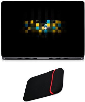 

Skin Yard Digital Blue Yellow Box Sparkle Laptop Skin/Decal with Reversible Laptop Sleeve - 15.6 Inch Combo Set
