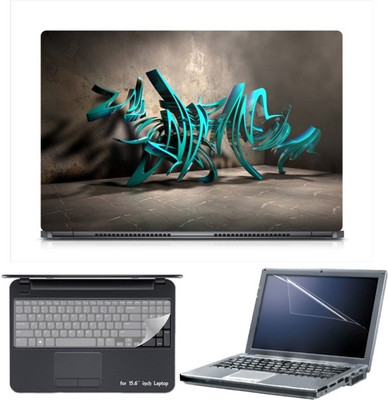 

Skin Yard Sparkle 3D Blue Sculpture Graffiti Laptop Skin with Screen Protector & Keyboard Skin -15.6 Inch Combo Set