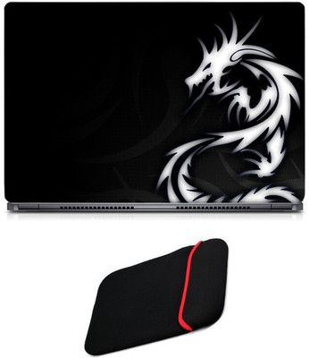 

Skin Yard White Dragon Abstract Laptop Skin/Decal with Reversible Laptop Sleeve - 14.1 Inch Combo Set