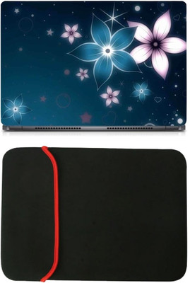 

Skin Yard Glowing Flower Laptop Skin/Decal with Reversible Laptop Sleeve - 14.1 Inch Combo Set