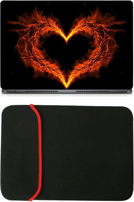 

Skin Yard Burning Heart Laptop Skin/Decal with Reversible Laptop Sleeve - 14.1 Inch Combo Set