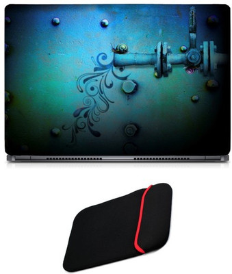 Skin Yard Dark Phone Physics Sparkle Laptop Skin/Decal with Reversible Laptop Sleeve - 15.6 Inch Combo Set