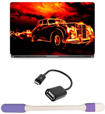 

Skin Yard 3D Fire Car Laptop Skin with USB LED Light & OTG Cable - 15.6 Inch Combo Set