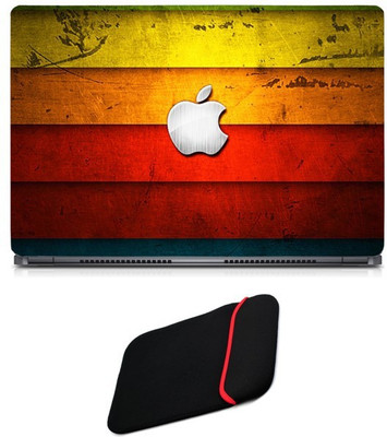 

Skin Yard Colour Wooden Apple Laptop Skin/Decal with Reversible Laptop Sleeve - 15.6 Inch Combo Set