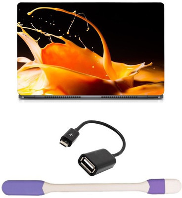 

Skin Yard Food Drinks Spray Cocktail Sparkle Laptop Skin -14.1 Inch with USB LED Light & OTG Cable (Assorted) Combo Set
