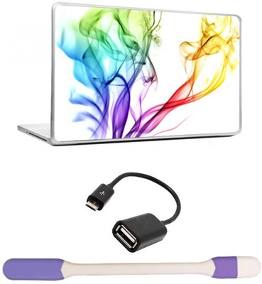 

Skin Yard Colourful Chromatic Smoke Laptop Skin -14.1 Inchs with USB LED Light & OTG Cable (Assorted) Combo Set