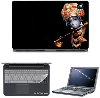 

Skin Yard Golden Mukut Lord Krishna Sparkle Laptop Skin with Screen Protector & Keyguard -15.6 Inch Combo Set