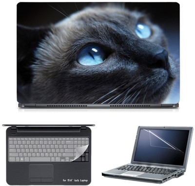 

Skin Yard Cat With Blue Eyes Laptop Skin with Screen Protector & Keyboard Skin -15.6 Inch Combo Set