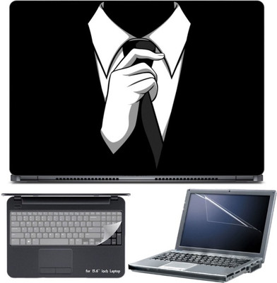 

Skin Yard Anonymous Suit Black & White Laptop Skin with Screen Protector & Keyboard Skin -15.6 Inch Combo Set