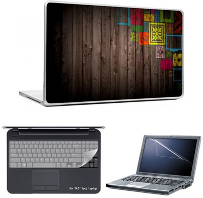 

Skin Yard Cool Abstract Design on Wooden Laptop Skins with Laptop Screen Guard & Laptop Keyguard -15.6 Inch Combo Set