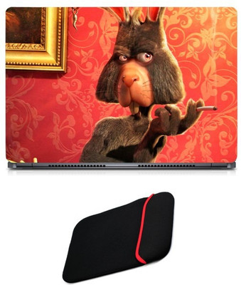 

Skin Yard Rabbit holding Cigar Laptop Skin/Decal with Reversible Laptop Sleeve - 14.1 Inch Combo Set