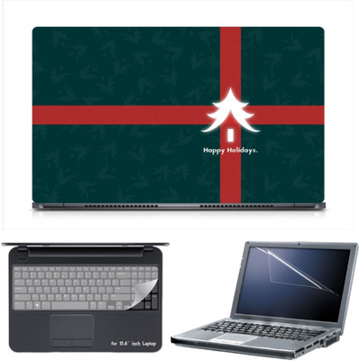 Skin Yard Christmas Present Holiday Laptop Skin Decal with Keyguard & Screen Protector -15.6 Inch Combo Set
