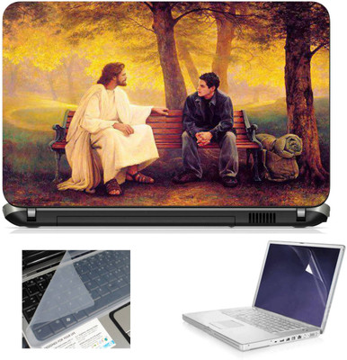 

Geek Jesus with boy 3in1 Laptop Skins with Laptop Screen Guard and Key Protector HQ1082 15.6 Inch Combo Set