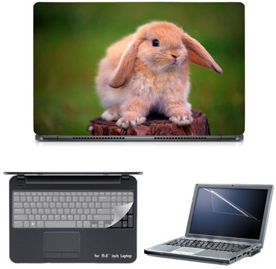 

Skin Yard Cute Heart Warming Rabbit Sparkle Laptop Skin with Screen Protector & Keyguard -15.6 Inch Combo Set