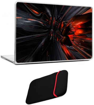 

Skin Yard Red Black Abstract Laptop Skin/Decal with Reversible Laptop Sleeve - 15.6 Inch Combo Set