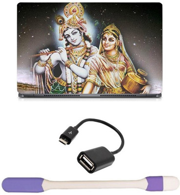

Skin Yard Radhe Krishna in NIght Laptop Skin -14.1 Inch with USB LED Light & OTG Cable (Assorted) Combo Set