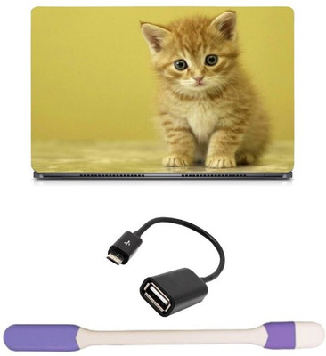 

Skin Yard Brown Cat Laptop Skin with USB LED Light & OTG Cable - 15.6 Inch Combo Set