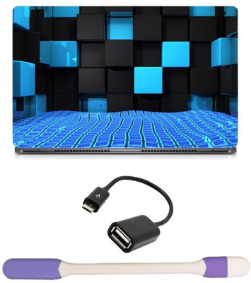 

Skin Yard 3D Black Blue Box Laptop Skin with USB LED Light & OTG Cable - 15.6 Inch Combo Set