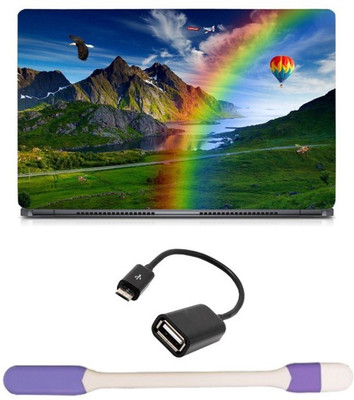

Skin Yard Nature Rainbow With Air Balloon Laptop Skin with USB LED Light & OTG Cable - 15.6 Inch Combo Set