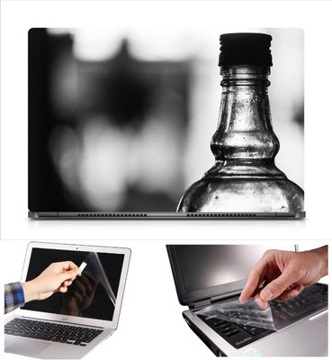 

Skin Yard Black & White Bottle Laptop Skin Decal with Keyguard & Screen Protector -15.6 Inch Combo Set